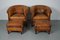 Vintage Dutch Cognac Leather Club Chairs with Footstools, Set of 4 16