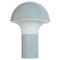 Mid-Century Mushroom Table Lamp in Light Blue Metal and Opaline Glass, 1950s 1