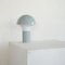 Mid-Century Mushroom Table Lamp in Light Blue Metal and Opaline Glass, 1950s 2