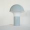Mid-Century Mushroom Tischlampe aus Hellblauem Metall & Opalglas, 1950er 5