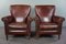 Sheep Leather Armchairs with High Backs, Set of 2 1