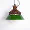 Lampe à Suspension Industrielle Antidéflagrante Rouillé avec Diffuseurs en Émail Vert de Victor, 1920s 1