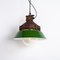Lámpara colgante industrial a prueba de explosiones con difusores de esmalte verde de Victor, años 20, Imagen 22