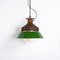 Industrial Explosion Proof Rusted Pendant Light with Green Enamel Diffusers from Victor, 1920s 6