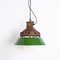 Industrial Explosion Proof Rusted Pendant Light with Green Enamel Diffusers from Victor, 1920s 21