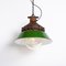 Industrial Explosion Proof Rusted Pendant Light with Green Enamel Diffusers from Victor, 1920s, Image 10