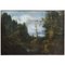Paisaje de montaña animado con arquitectura, década de 1800, óleo sobre lienzo, Imagen 1