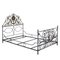 Genoese Bed in Wrought Iron with Floral Painting, 1800s 1