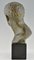Art Deco Bronze Skulptur Männerbüste Flieger Jean Mermoz aus Bronze & Marmor von Lucien Gibert, 1925 5