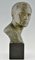 Escultura Art Déco de bronce y busto masculino de aviador Jean Mermoz de bronce y mármol de Lucien Gibert, 1925, Imagen 4
