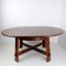 Brutalist Strong Oak Round Extendable Dining Table, 1950s, Image 2