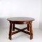 Brutalist Strong Oak Round Extendable Dining Table, 1950s, Image 1