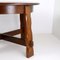 Brutalist Strong Oak Round Extendable Dining Table, 1950s 5