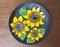 Deutscher Mid-Century Studio Keramik Wandteller mit Sonnenblumen Design von Ruscha, 1960er 3