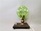 Grüne Art Deco Glas-Schreibtischlampe auf Bakelit-Sockel 1