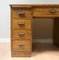 Early 20th Century Brown Oak Desk in Leather Top with Nine Drawers & Writing Slide 7