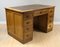 Early 20th Century Brown Oak Desk in Leather Top with Nine Drawers & Writing Slide 2