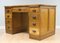 Early 20th Century Brown Oak Desk in Leather Top with Nine Drawers & Writing Slide 4