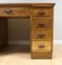 Early 20th Century Brown Oak Desk in Leather Top with Nine Drawers & Writing Slide 8