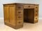 Early 20th Century Brown Oak Desk in Leather Top with Nine Drawers & Writing Slide 3