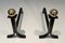 Modernist Steel Chenets in Brass and Wrought Iron in the style of Jacques Adnet, 1970s, Set of 2, Image 3