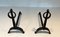 Chenets in ferro battuto nello stile di Jacques Adnet, anni '50, set di 2, Immagine 2