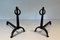 Wrought Iron Chenets in the style of Jacques Adnet, 1950s, Set of 2 3