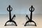 Chenets in ferro battuto nello stile di Jacques Adnet, anni '50, set di 2, Immagine 11