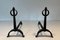 Wrought Iron Chenets in the style of Jacques Adnet, 1950s, Set of 2 1
