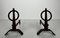 Modernist Chenets in Wrought Iron in the style of Jacques Adnet, 1950s, Set of 2 12