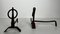 Chenets modernisti in ferro battuto nello stile di Jacques Adnet, anni '50, set di 2, Immagine 5