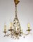 Lámpara de araña de metal y cristal bañado en oro de Maison Bagues, años 70, Imagen 5