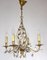 Lámpara de araña de metal y cristal bañado en oro de Maison Bagues, años 70, Imagen 1