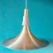 Large Trumpet Ceiling Lamp in Brushed-Gold Aluminum, Denmark, 1970s 2