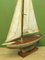 Large Vintage Scratch Built Pond Yacht with Chicken Feed Sack Sail, 1950s 30