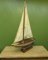 Large Vintage Scratch Built Pond Yacht with Chicken Feed Sack Sail, 1950s 29
