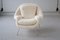 Chaise et Ottomane Womb en Tissu Blanc Fluffy par Eero Saarinen, 1948, Set de 2 5