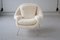 Womb Chair & Ottomane aus flauschigem weißem Stoff von Eero Saarinen, 1948, 2er Set 5