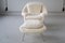 Chaise et Ottomane Womb en Tissu Blanc Fluffy par Eero Saarinen, 1948, Set de 2 3