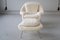 Womb Chair and Ottoman in Fluffy White Fabric by Eero Saarinen, 1948, Set of 2 3