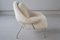 Chaise et Ottomane Womb en Tissu Blanc Fluffy par Eero Saarinen, 1948, Set de 2 4