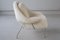 Womb Chair & Ottomane aus flauschigem weißem Stoff von Eero Saarinen, 1948, 2er Set 4