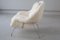 Womb Chair and Ottoman in Fluffy White Fabric by Eero Saarinen, 1948, Set of 2 7