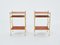 Mesas auxiliares de tres niveles de latón y cuero marrón de Maison Jansen, años 70. Juego de 2, Imagen 6