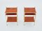 Mesas auxiliares de tres niveles de latón y cuero marrón de Maison Jansen, años 70. Juego de 2, Imagen 10