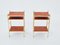 Mesas auxiliares de tres niveles de latón y cuero marrón de Maison Jansen, años 70. Juego de 2, Imagen 2