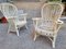 Armchairs in Malacca and Bamboo Laquered White, 1960s, Set of 2, Image 1