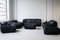 Black Leather Sandra Sofa Set by Annie Hieronimus for Ligne Roset, 1973, Set of 7 1