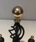 Wrought Iron Chenets Surmounted by a Brass Ball, 1970s, Set of 2 10