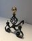 Wrought Iron Chenets Surmounted by a Brass Ball, 1970s, Set of 2 7